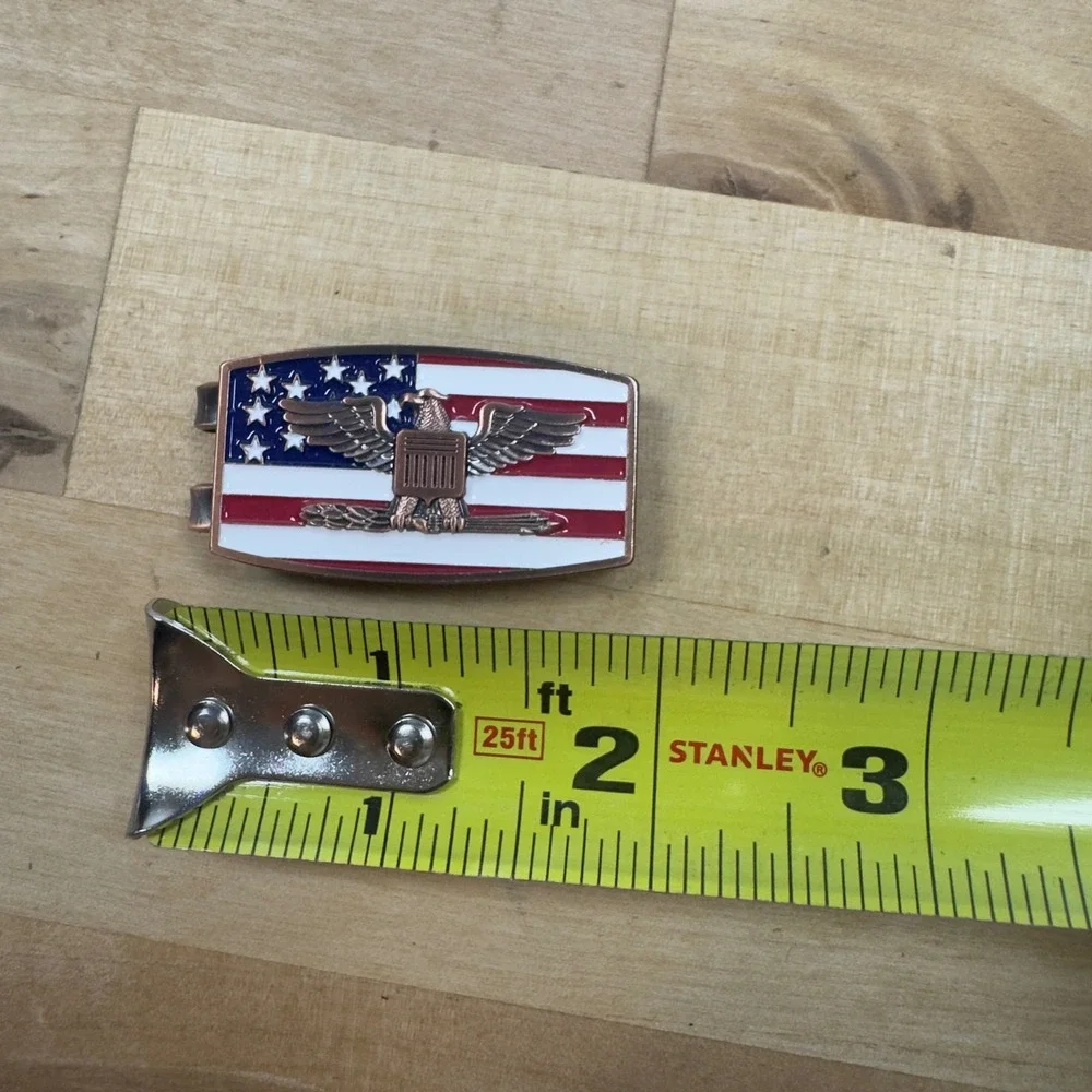 American Flag Eagle Money Clip Copper Tone Enamel Patriotic Mens Accessory 2in